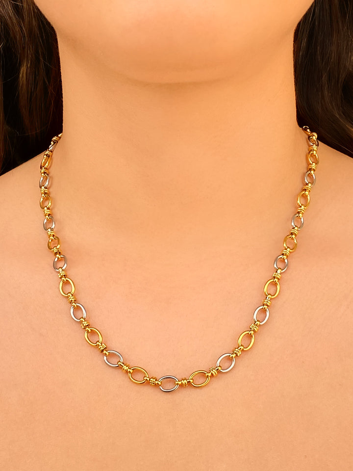 Collar Eslabones Ovalados Combinado