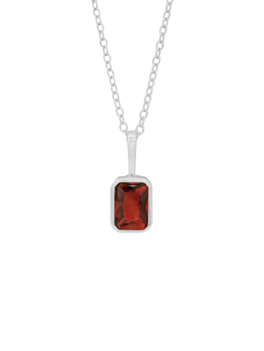 Collar Birthstone Rectangular Plateado