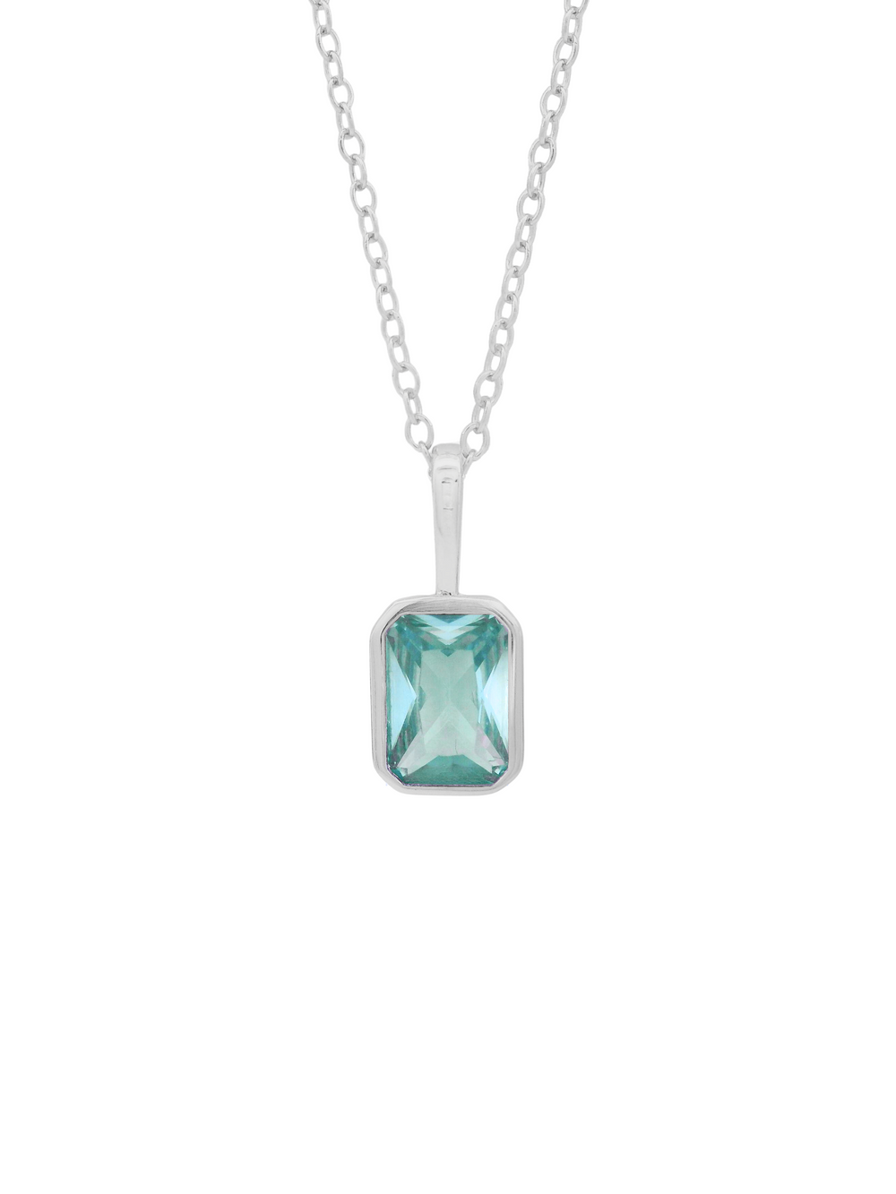 Collar Birthstone Rectangular Plateado