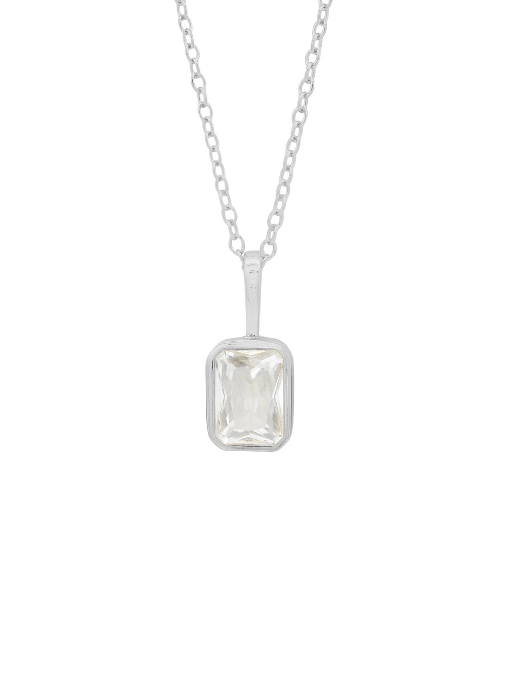 Collar Birthstone Rectangular Plateado