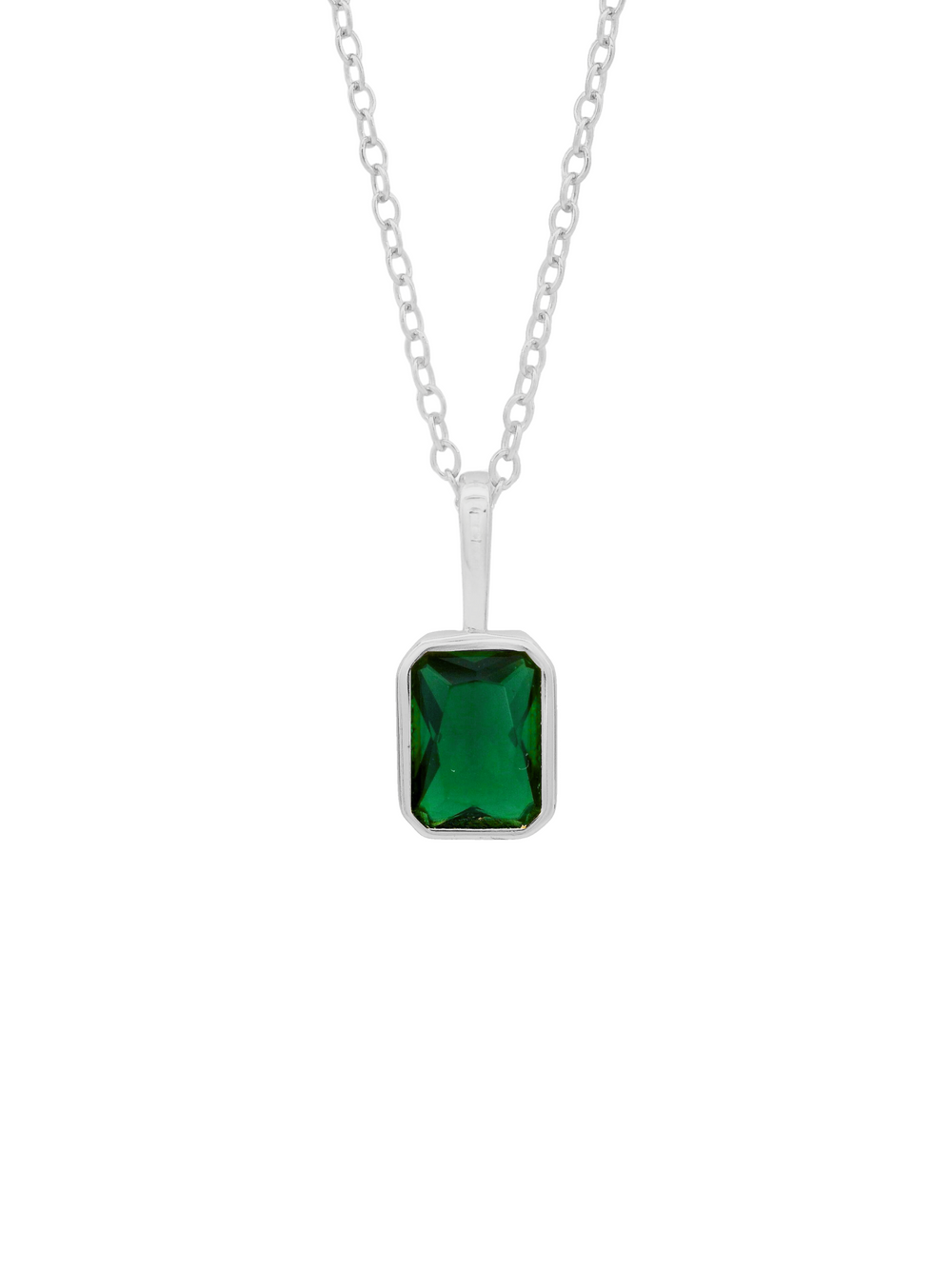 Collar Birthstone Rectangular Plateado