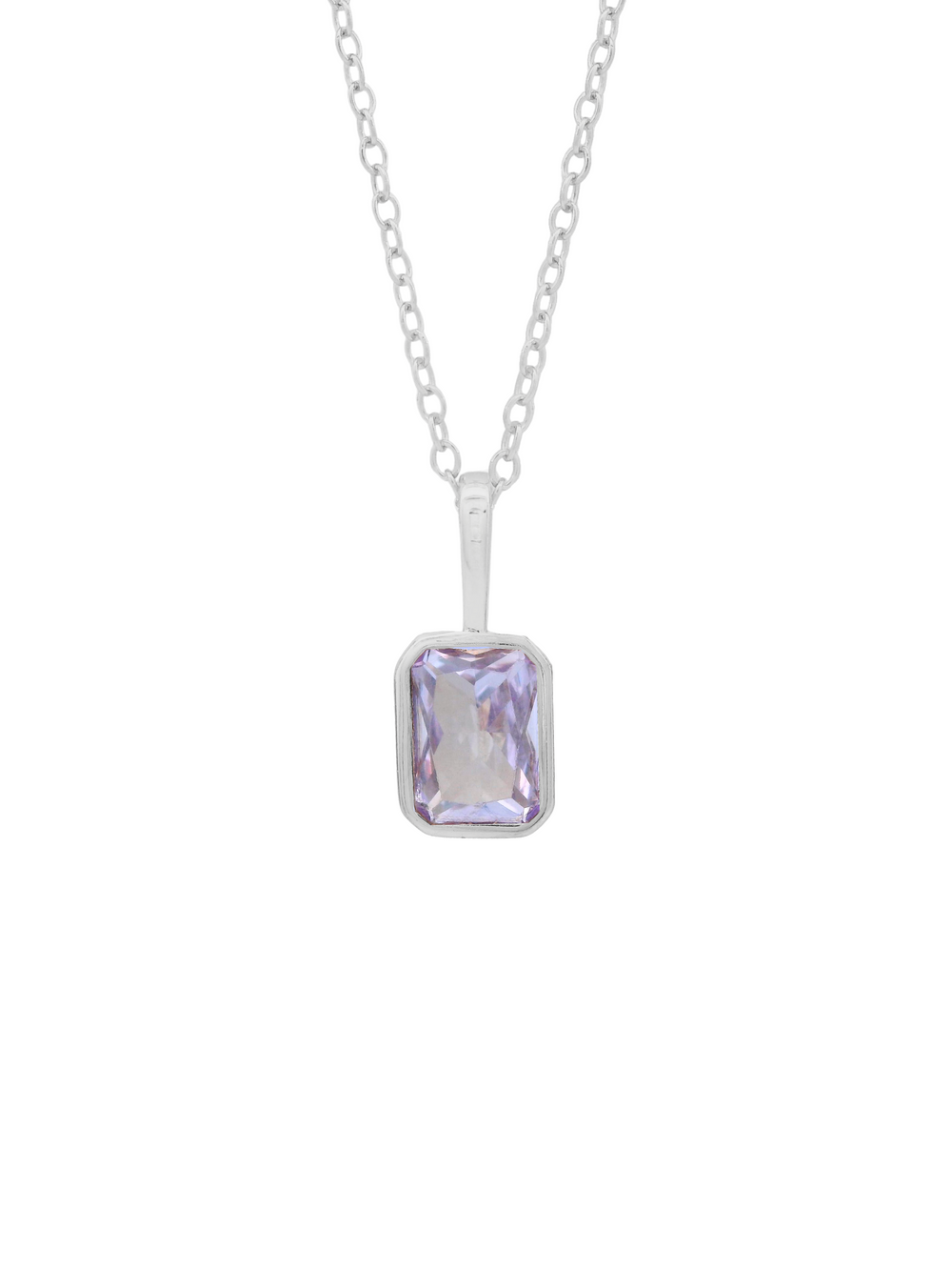 Collar Birthstone Rectangular Plateado