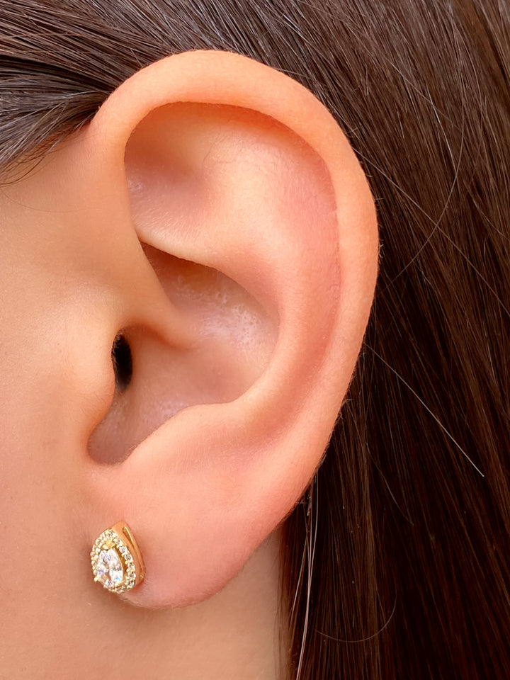 Par Arete Gota Con Linea de Zirconias 2 en 1