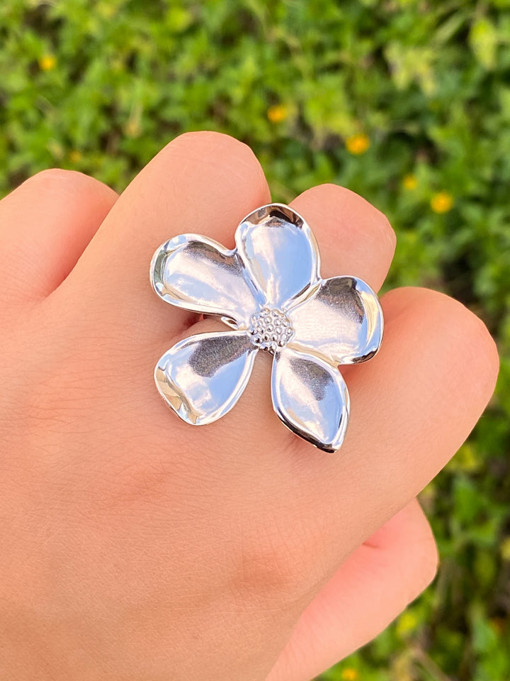 Anillo Con Flor Irregular Chunky