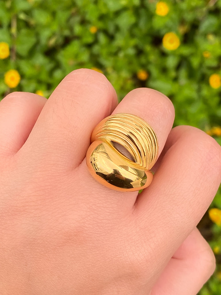 Anillo Doble Chunky Con Textura