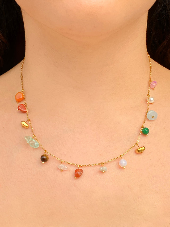 Collar Con Dijes Piedras Naturales