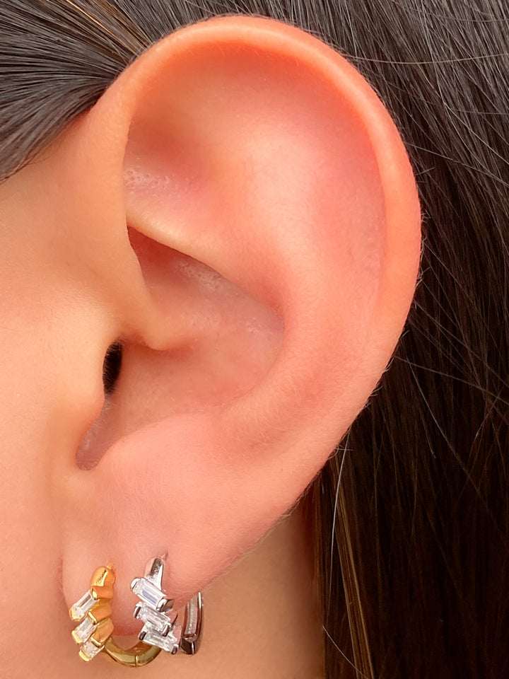 Arracada Con Tres Baguettes