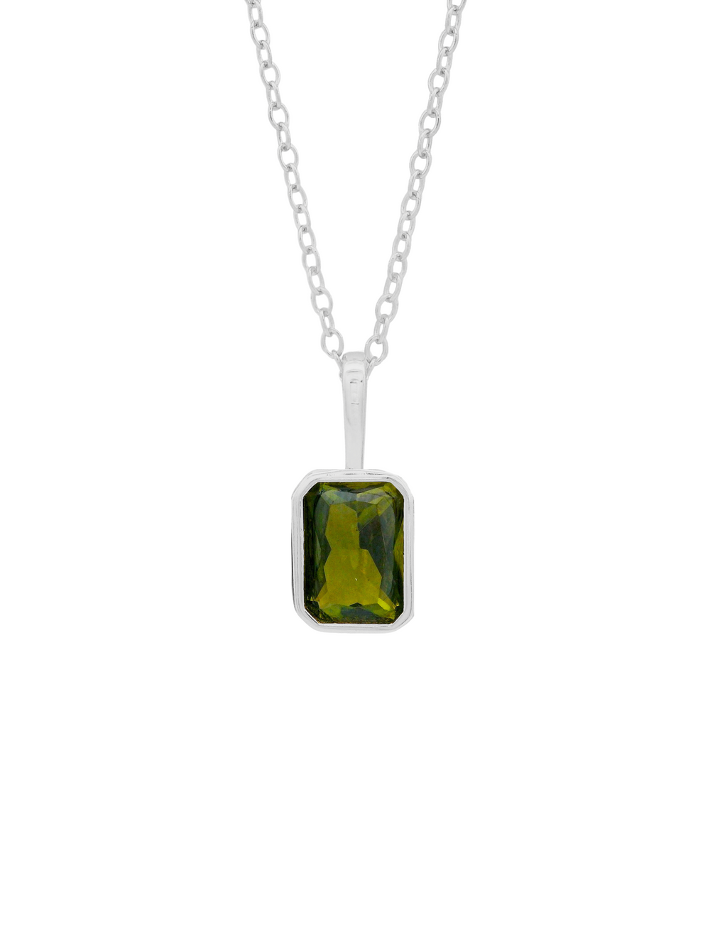 Collar Birthstone Rectangular Plateado