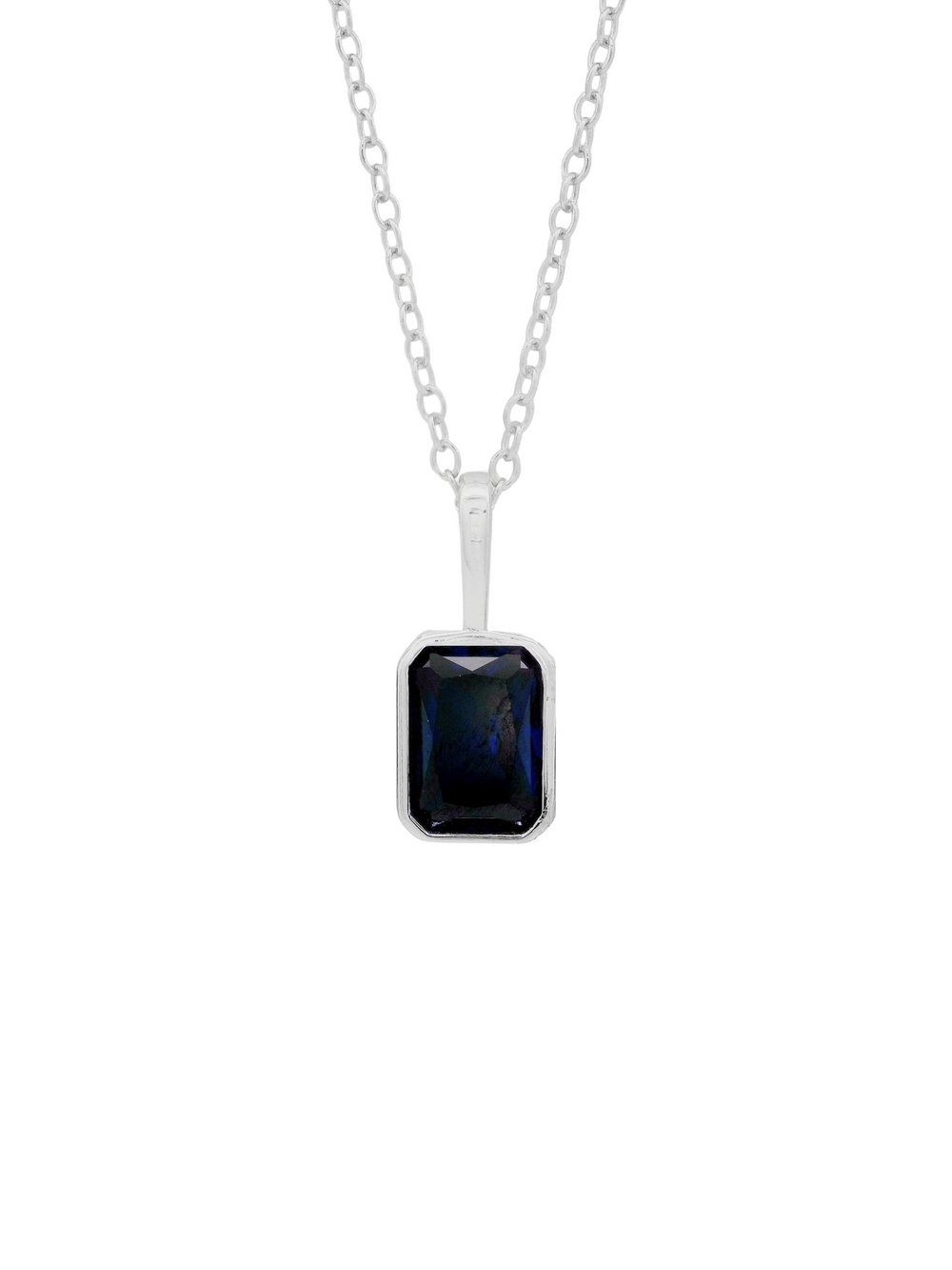 Collar Birthstone Rectangular Plateado