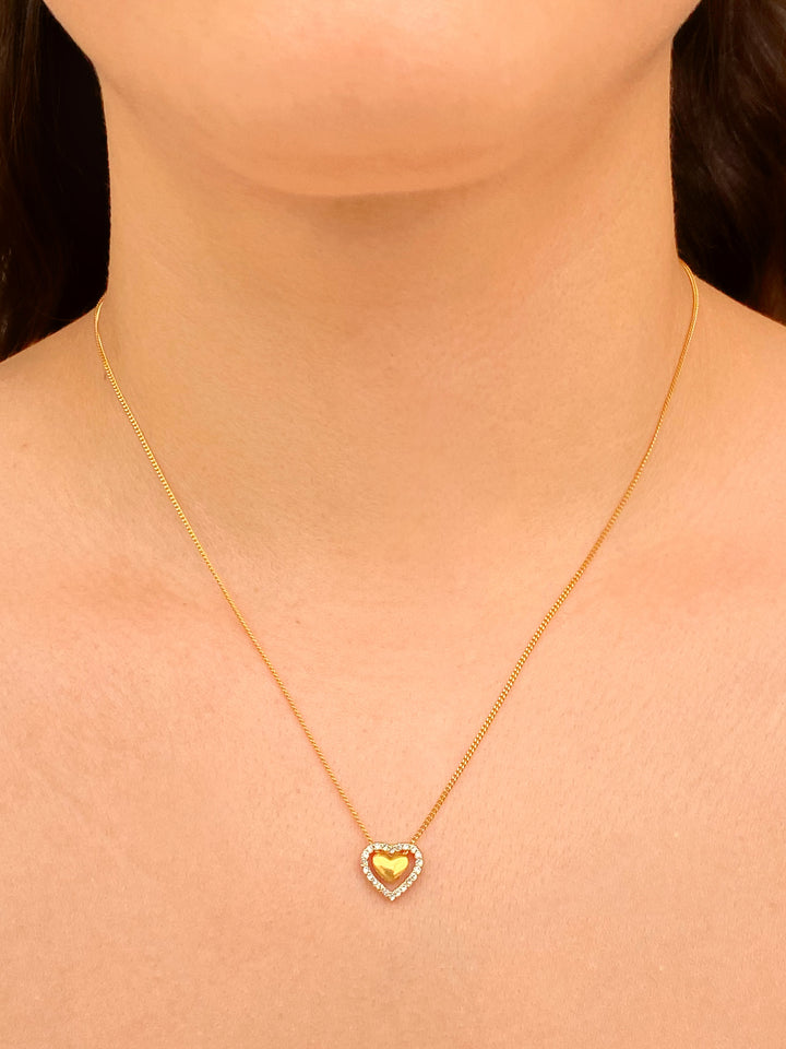 Collar Con Dije Corazon Contorno Zirconias