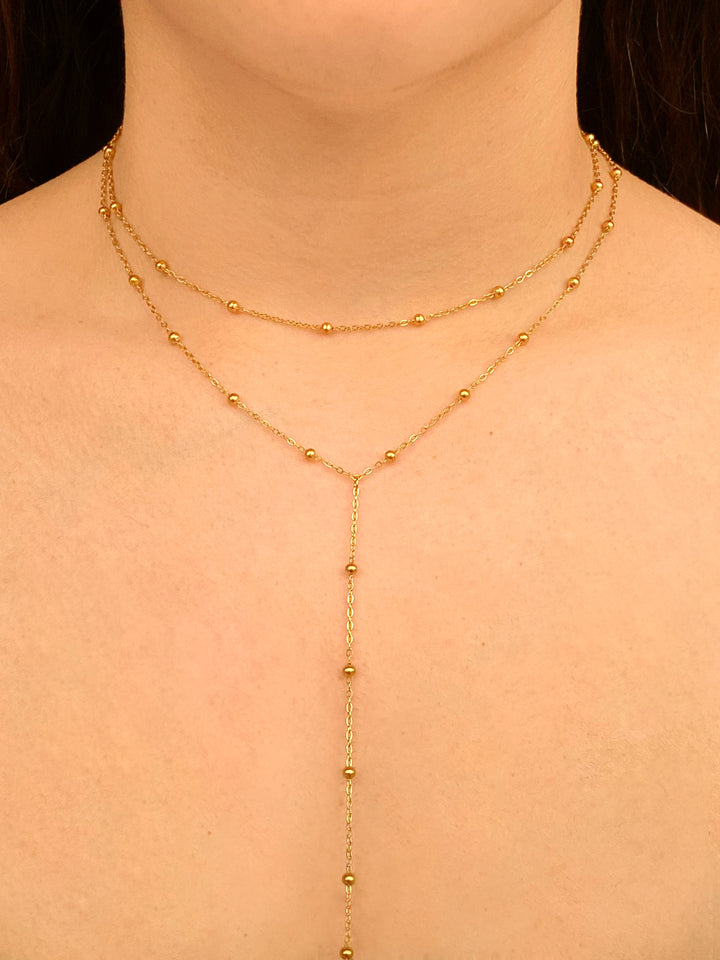 Collar Doble Corbatin Con Bolitas