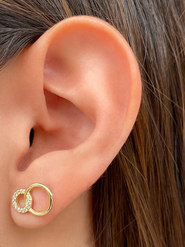 Par Arete Doble Circulo Con Zirconias