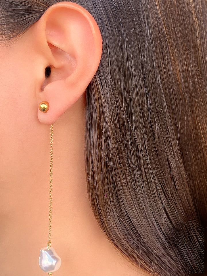 Par Arete Largo Bolita Con Perla