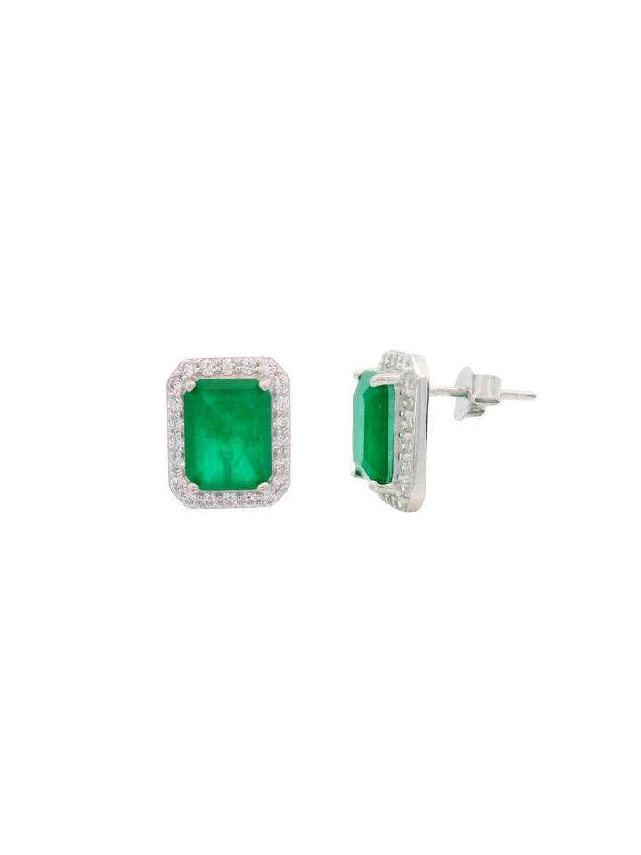 Par Arete Piedra Rectangular Con Zirconias