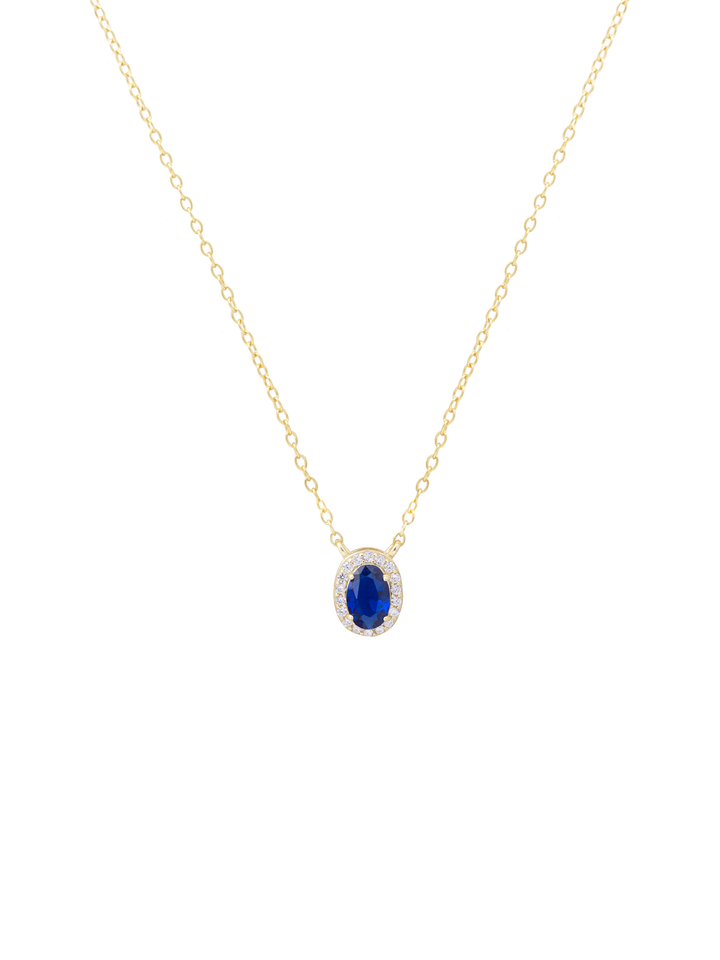Collar Ovalo Con Zirconia Azul