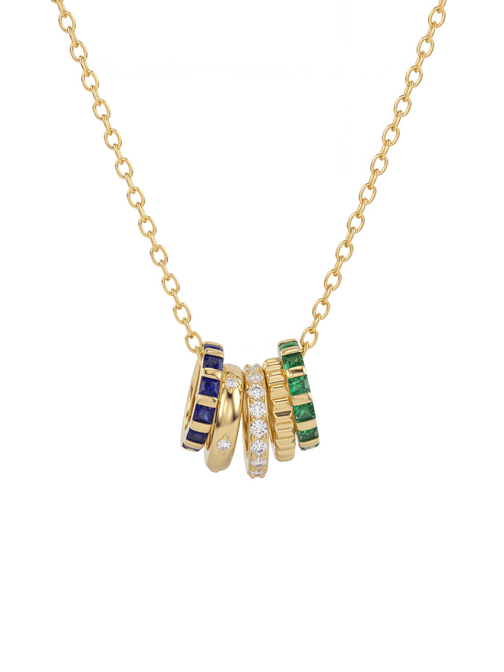 Collar Con Aros Zirconias De Colores