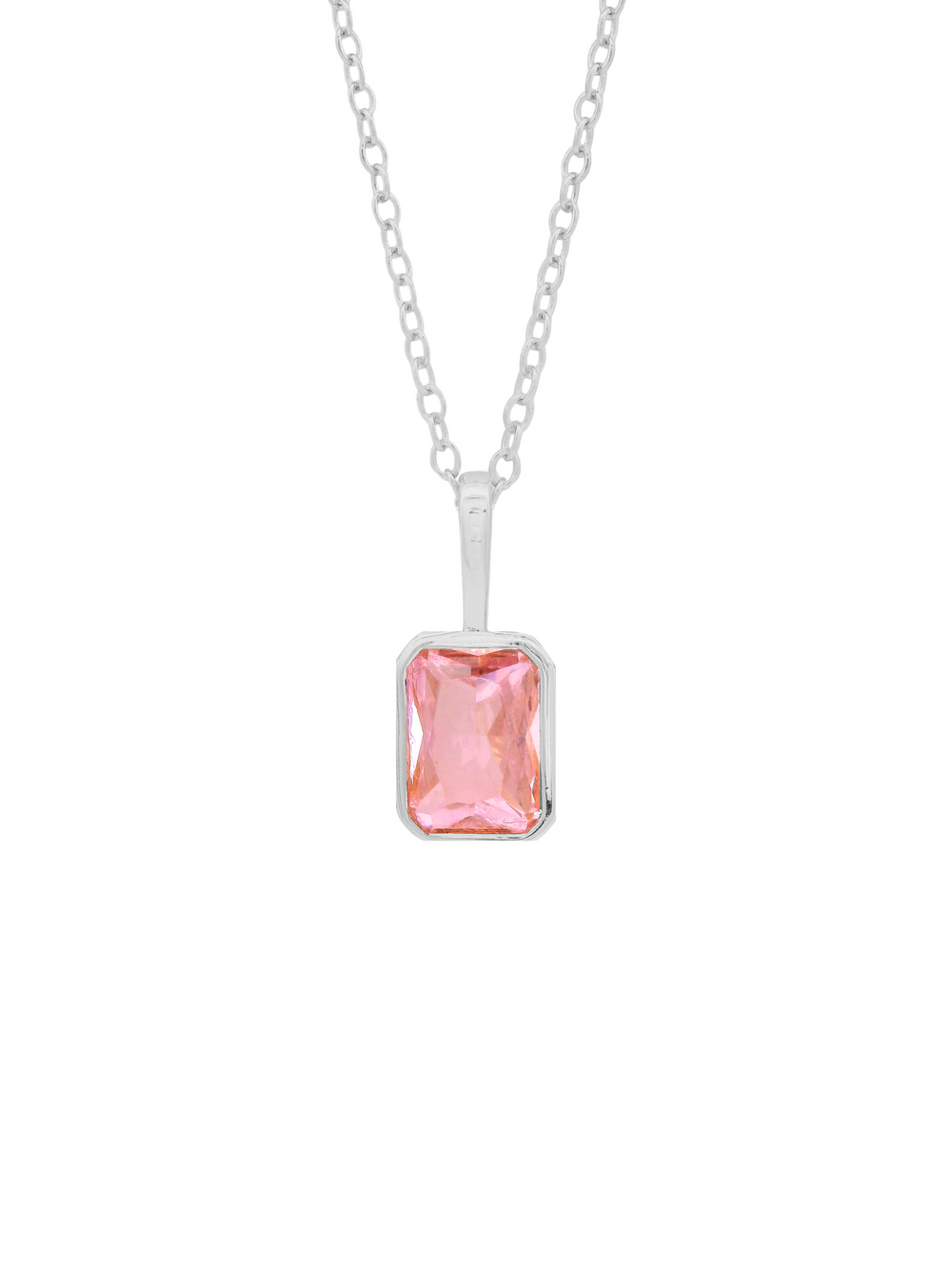 Collar Birthstone Rectangular Plateado