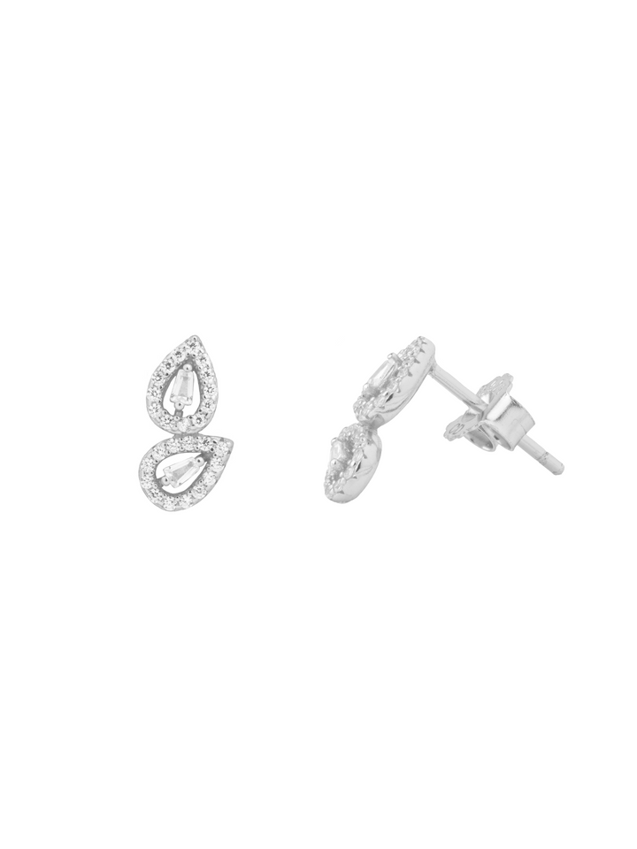 Par Arete Doble Mini Gota Con Baguette