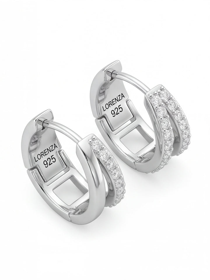 Par Arracada Doble Linea Con Zirconias