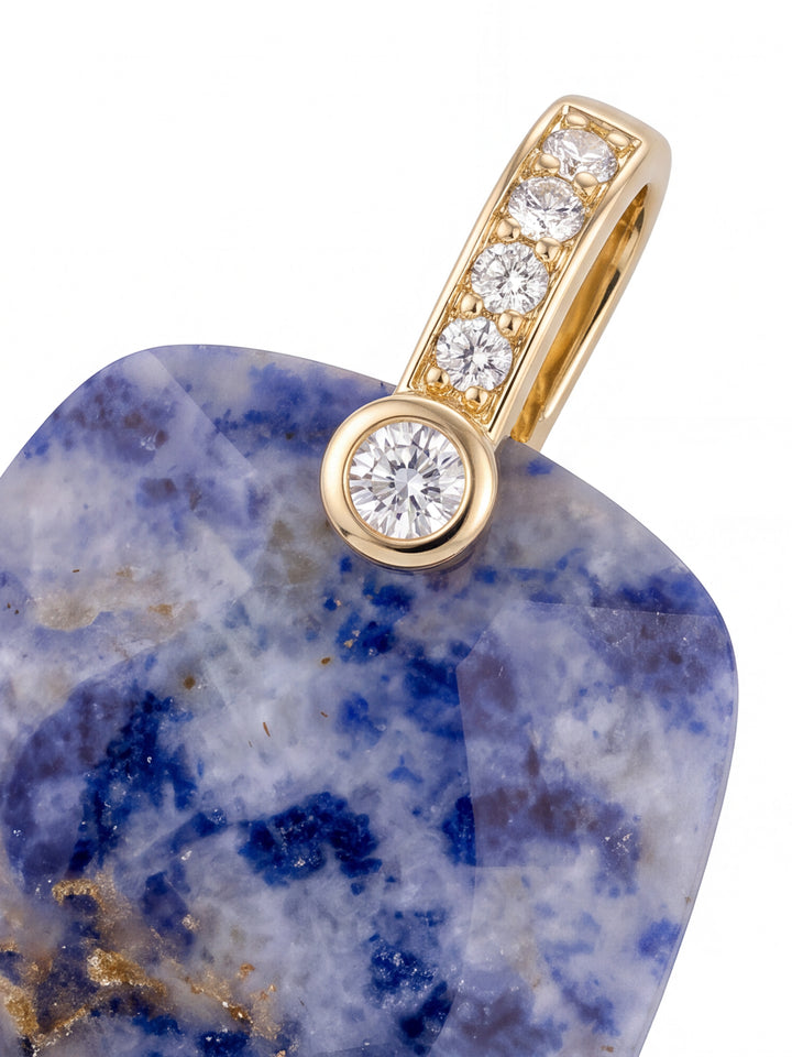 Dije Rectangular Piedra Jaspe Azul