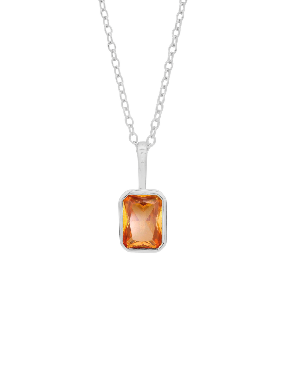 Collar Birthstone Rectangular Plateado