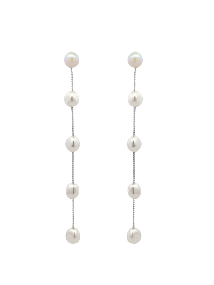 Par Arete Tira Con Perlas