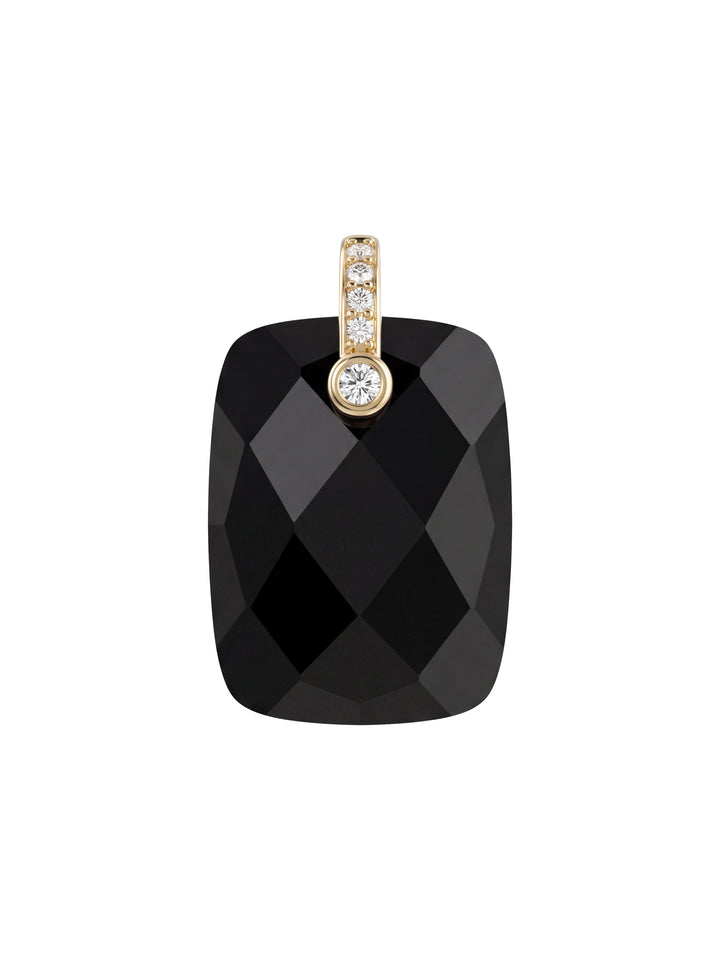 Dije Rectangular Piedra Obsidiana Con Zirconias