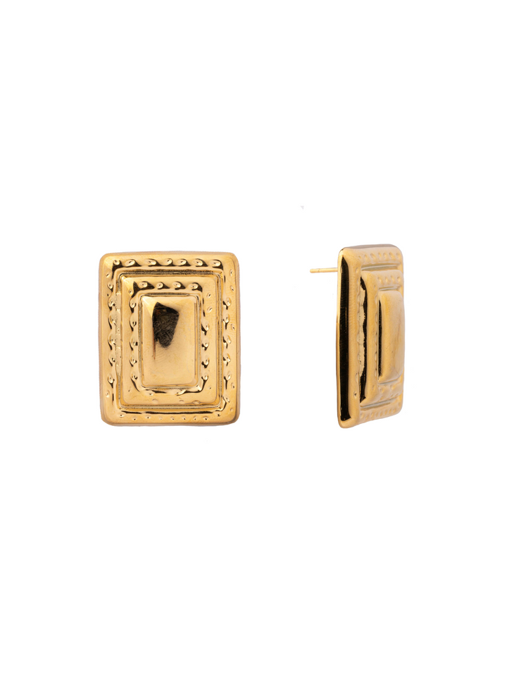 Par Arete Rectangular Chunky Con Textura