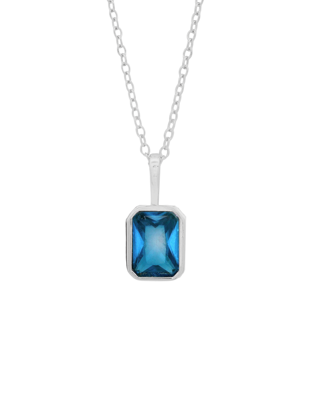 Collar Birthstone Rectangular Plateado