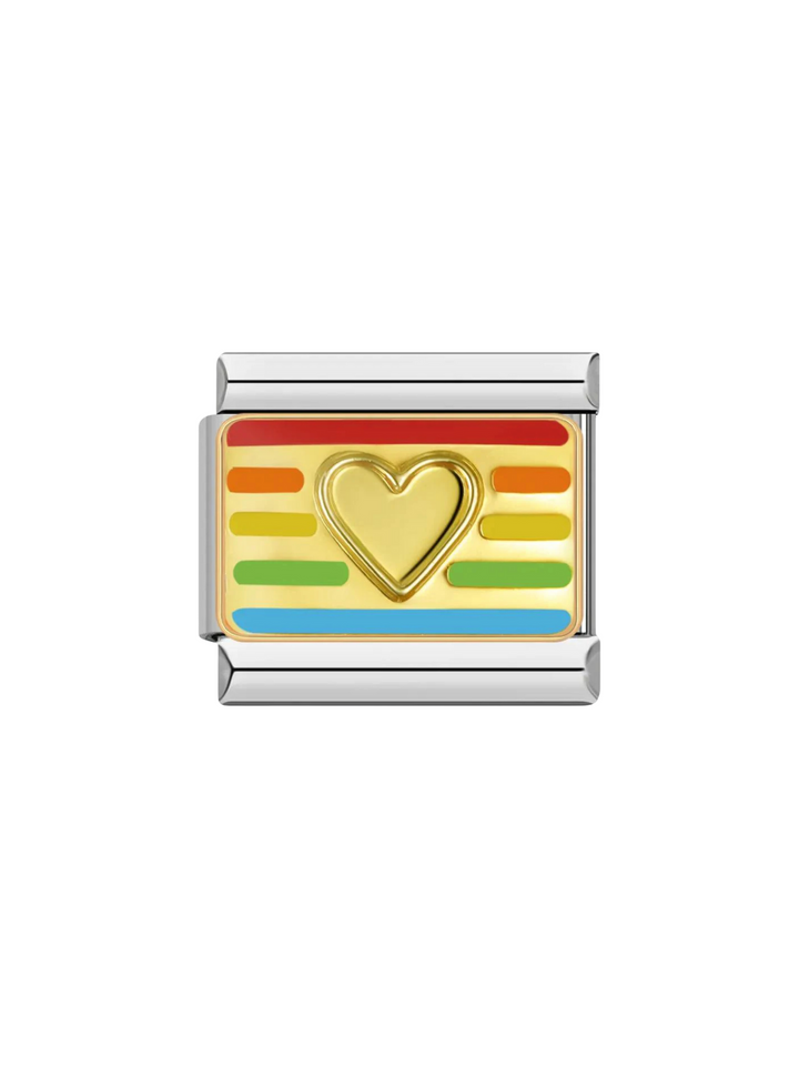 Charm Corazon Fondo Rainbow