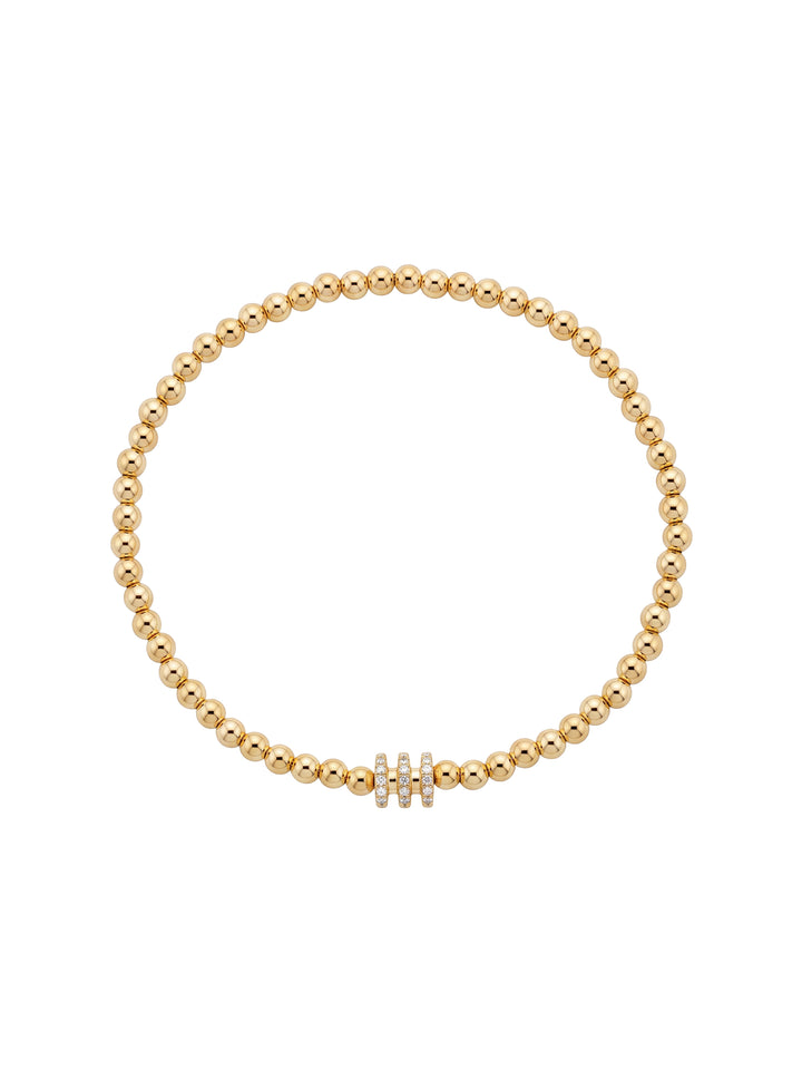 Pulsera Bolitas Gold Filled Dije Triple Rondel