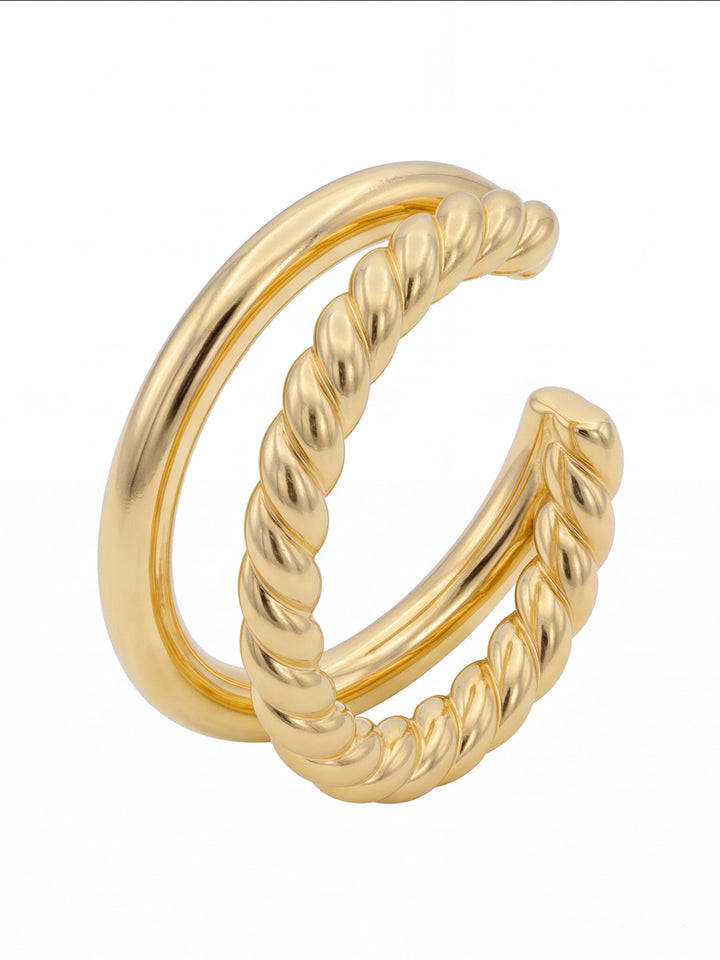 Ear Cuff Doble Liso y Trenzado