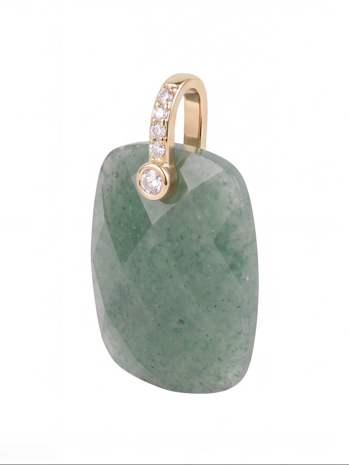 Dije Rectangular Aventurina Con Zirconias