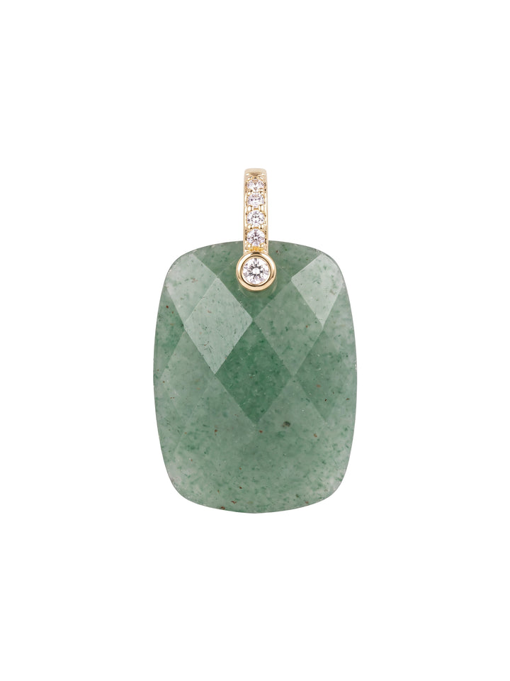 Dije Rectangular Aventurina Con Zirconias
