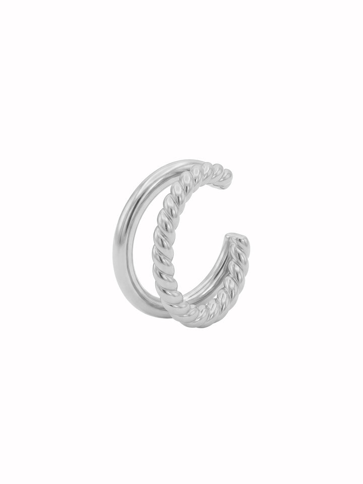 Ear Cuff Doble Liso y Trenzado
