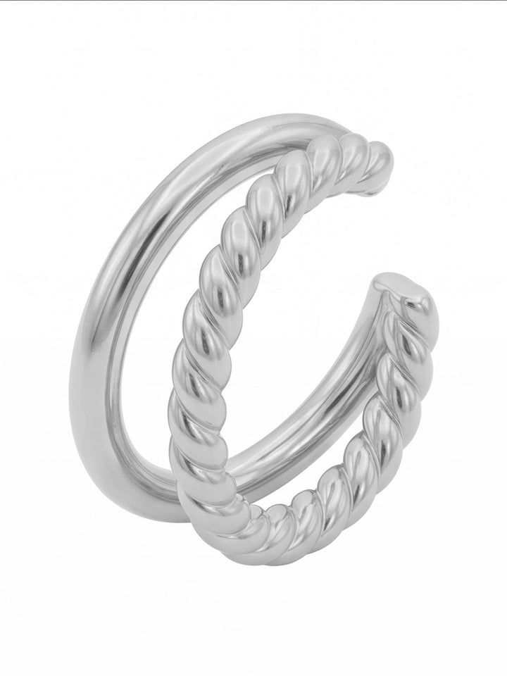 Ear Cuff Doble Liso y Trenzado
