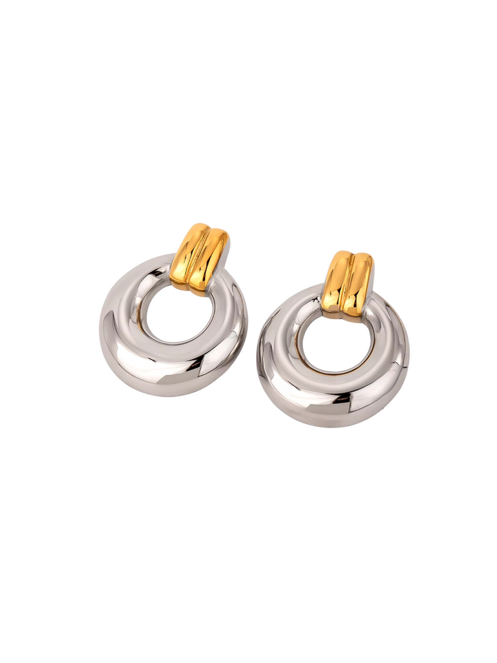 Par Arete Doble Linea Con Circulo