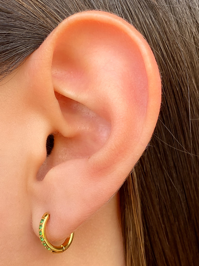 Par Arracada Con Zirconias Verdes 11 mm