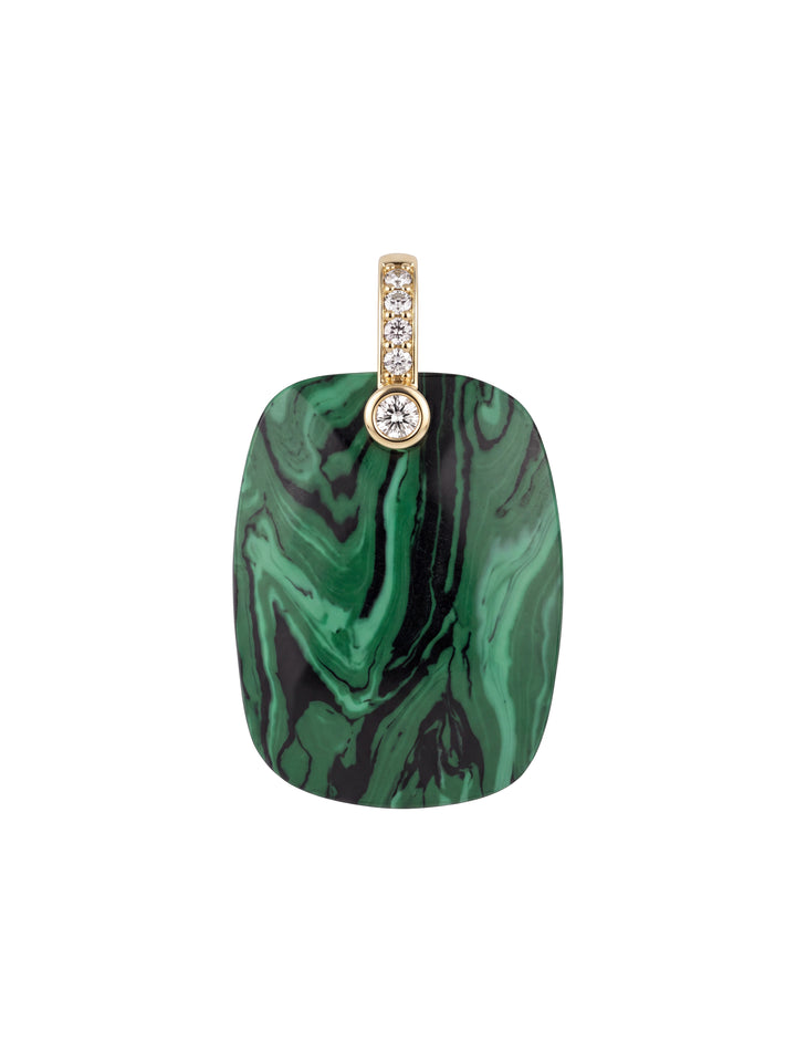 Dije Rectangular Piedra Malaquita Con Zirconias