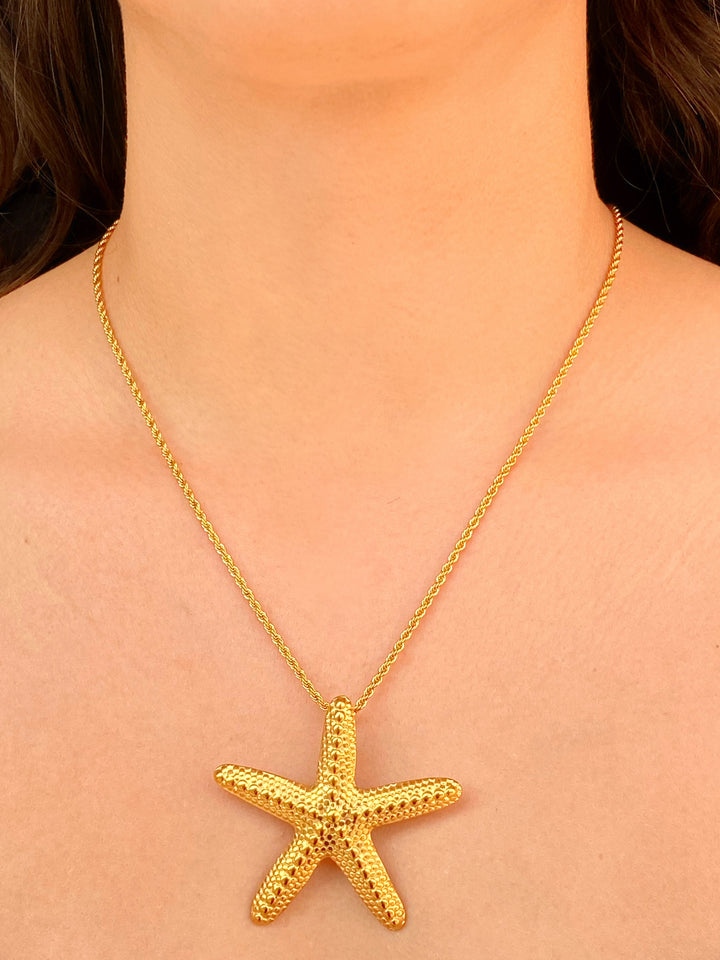 Collar Trenzado Con Estrella De Mar Chunky
