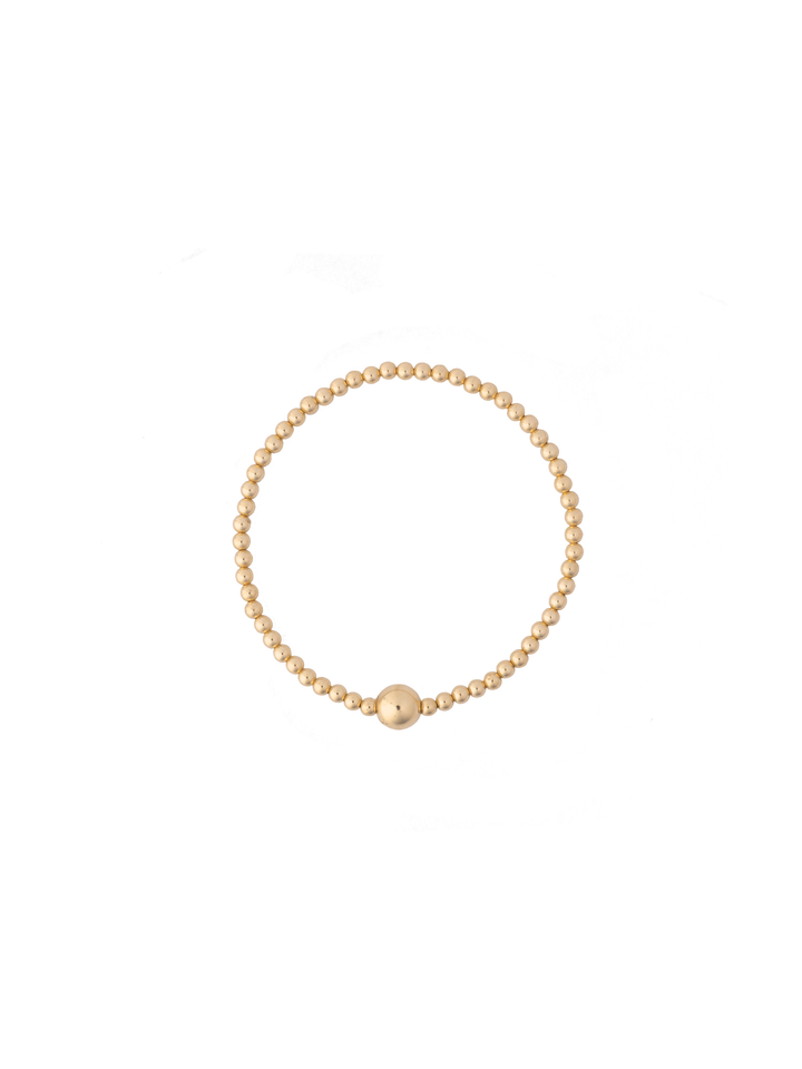 Pulsera Bolitas Chicas y Bolita Central Gold Filled