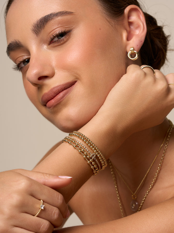 Pulseras Bolitas Intercaladas Gold Filled 2 mm y 4 mm
