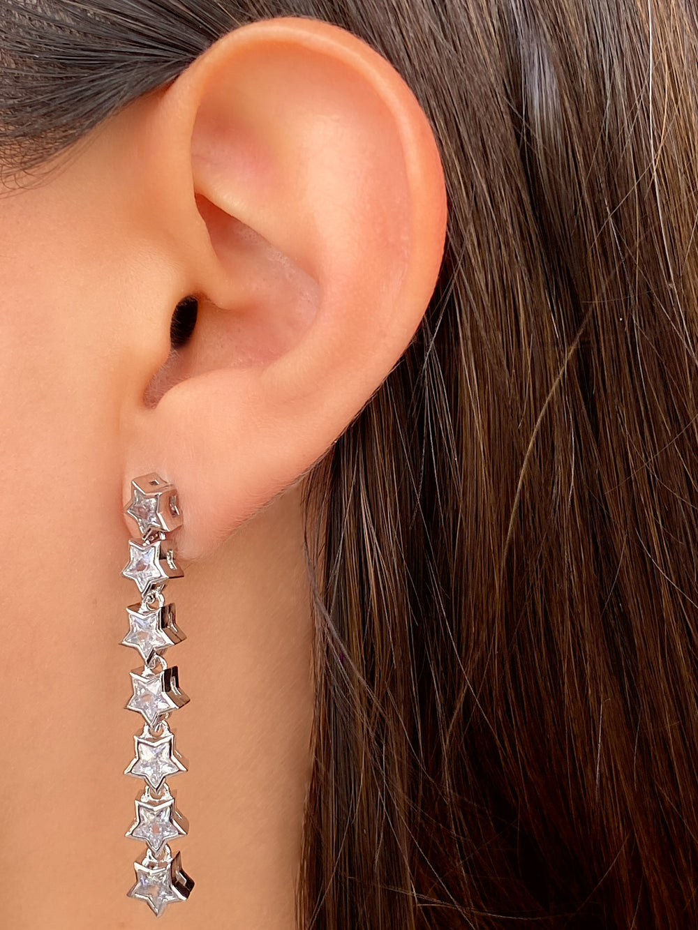 Par Arete Tira Estrellas Zirconia