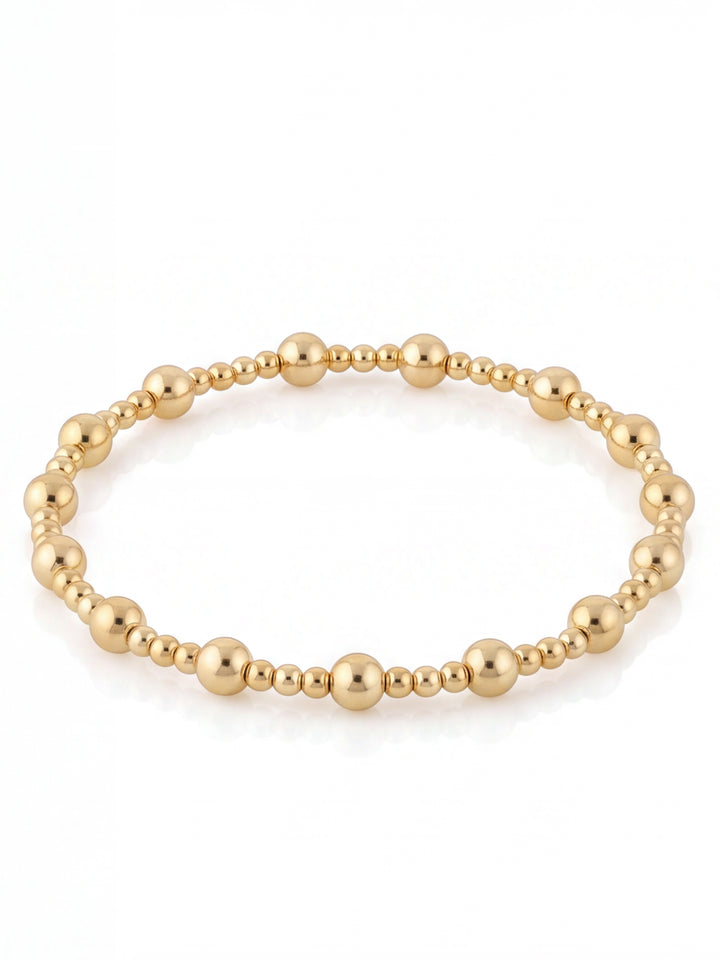 Pulseras Bolitas Intercaladas Gold Filled 2 mm y 4 mm