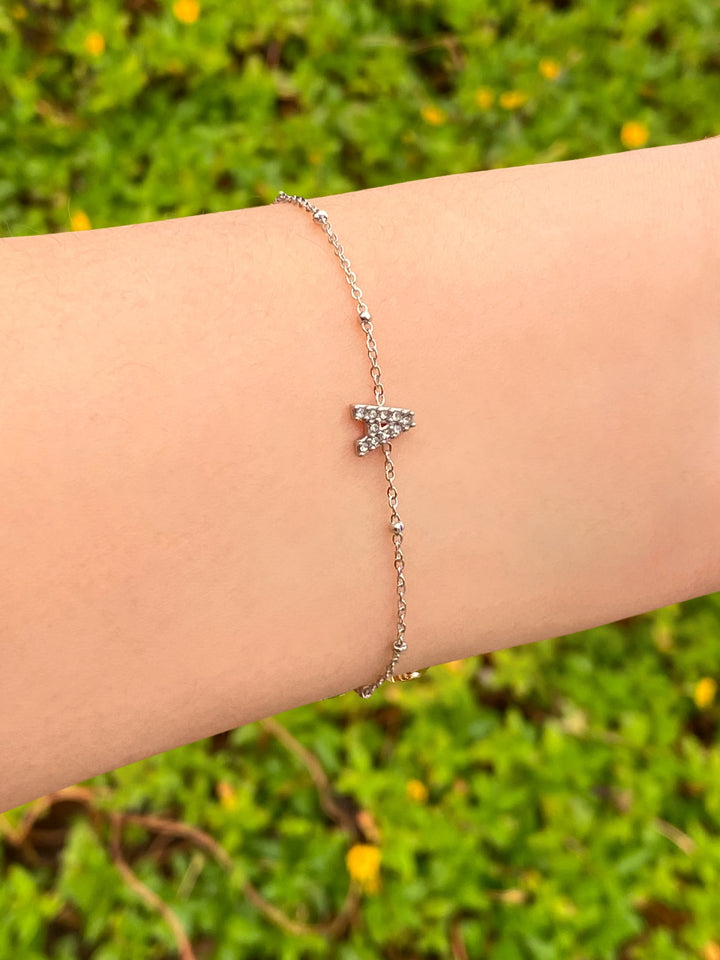 Pulsera Plateada Bolitas Inicial Con Zirconias