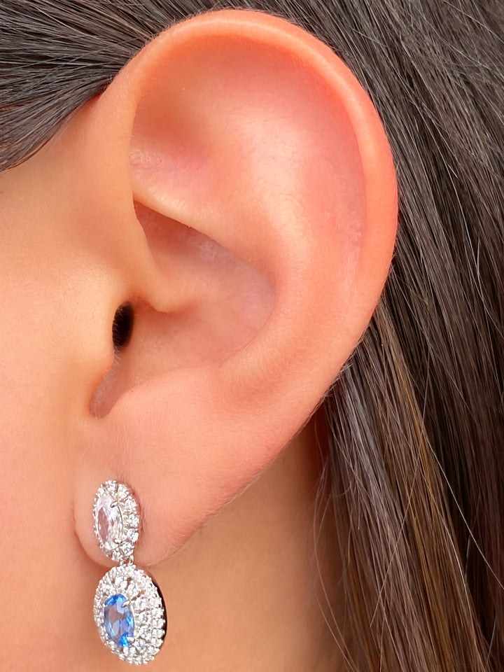 Par Arete Doble Ovalo Con Zirconias