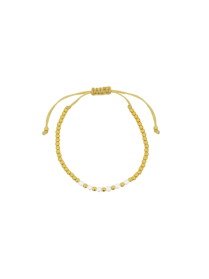 Pulsera Bolitas Doradas Con Perlitas