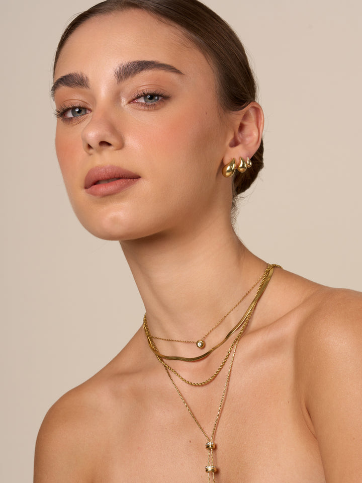 Collar Doble Cadena Planchada y Torcida