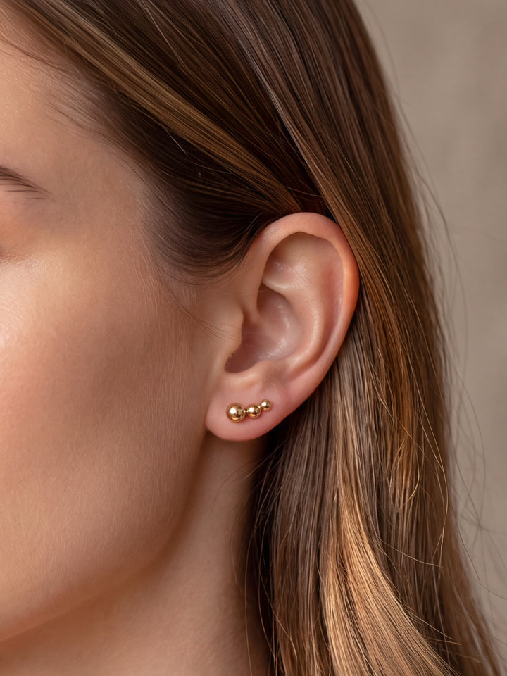 Broquel Triple Bolita Oro 14k