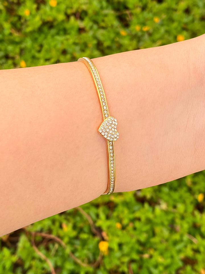 Brazalete Abierto Corazon Zirconias